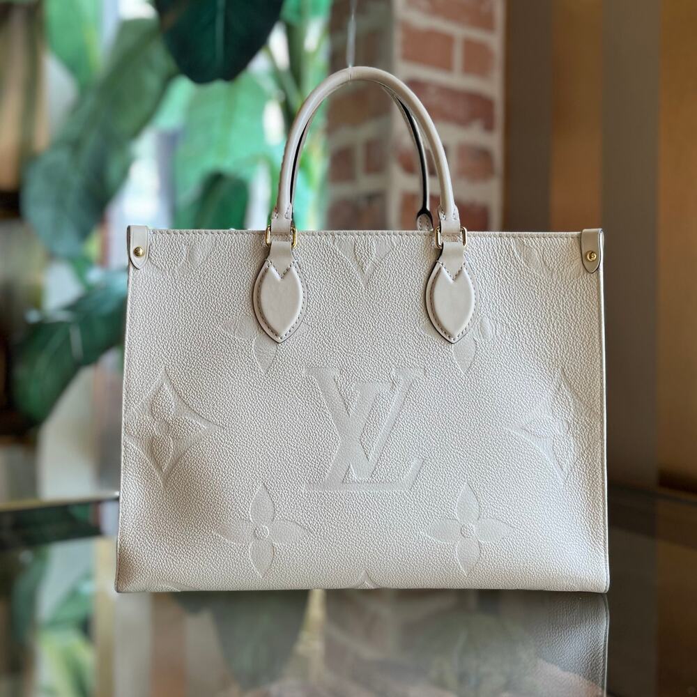 LOUIS VUITTON OnTheGo MM Beige Empriente Giant Monogram Leather Tote
